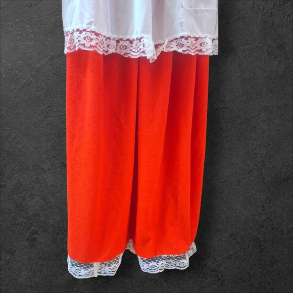 Vintage 1960s 1970s 3 pieces Red Mrs. Clause Christmas Hostess Maxi Dress M/L - Picture 6 of 11